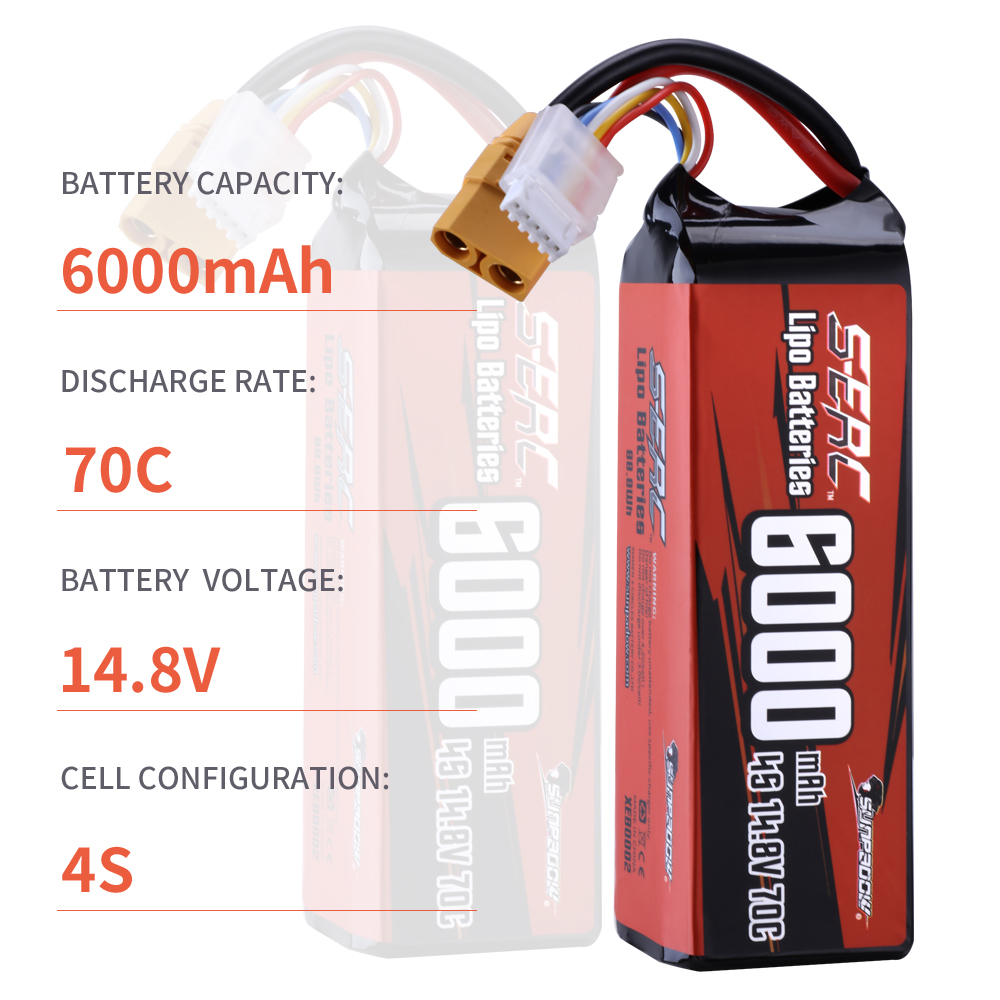 リモートコントロールカーバッテリー,SUNPADOW-4S  - 4S Lipo Battery 14.8V 6000Mah のレビューと価格