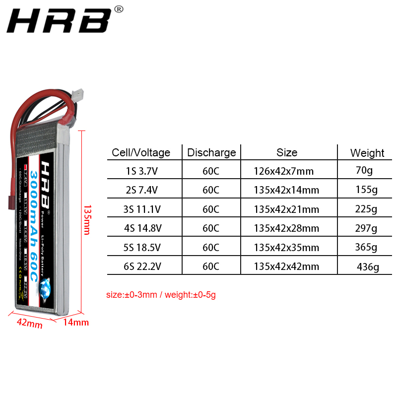 HRBリポバッテリー 2S 3S 4S 6S 5S 3000 - 4S Lipo Battery 14.8V 6000Mah のレビューと価格
